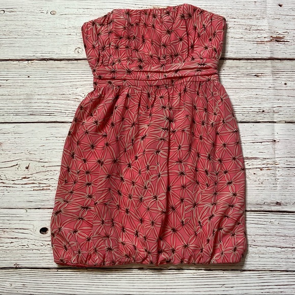 MILLY of New York Strapless Coral Print Bubble Hem Dress Sz 6 - Picture 5 of 14